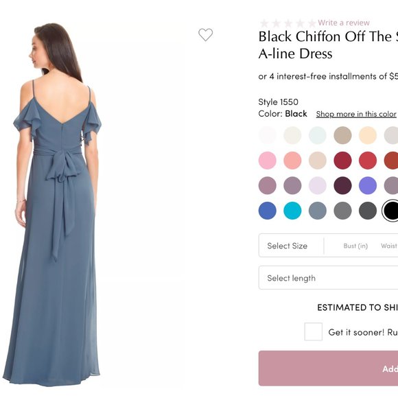 Bill Levkoff Black Chiffon Off The Shoulder A-line Dress - Picture 7 of 7